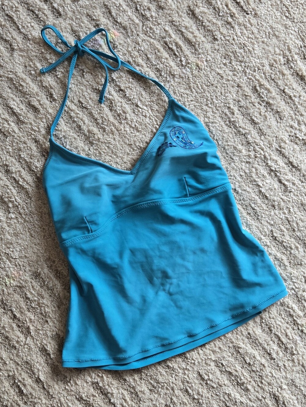 Y2K Aquamarine Embellished Tankini